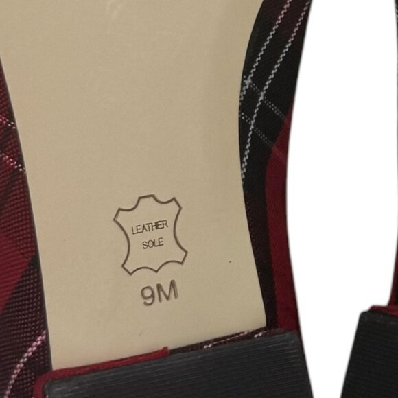 Talbots Tartan Red Plaid Ruffle Detail Pointed Toe Flats Women's Size 9 - Picture 10 of 10